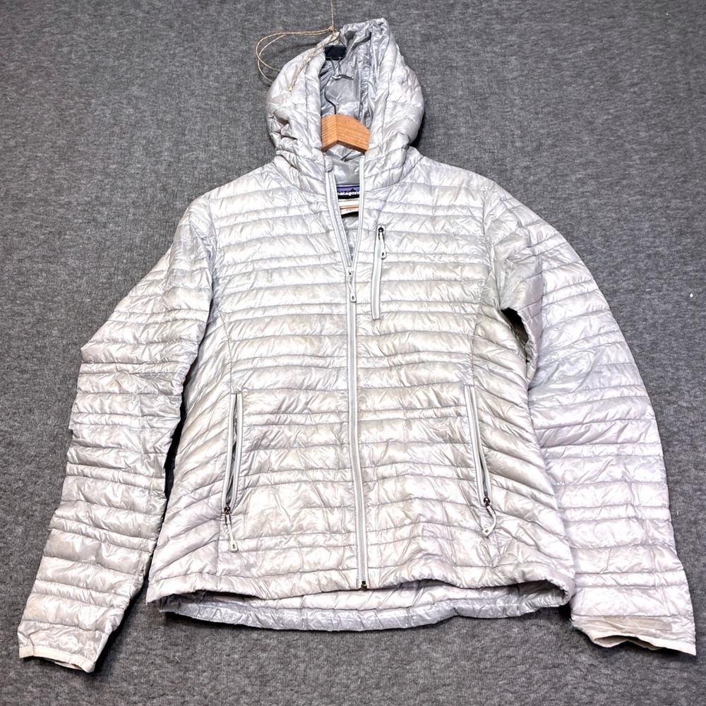 Patagonia Ultralight Down Puffer Jacket Hoody Women SM Silver Gorpcore Insulated